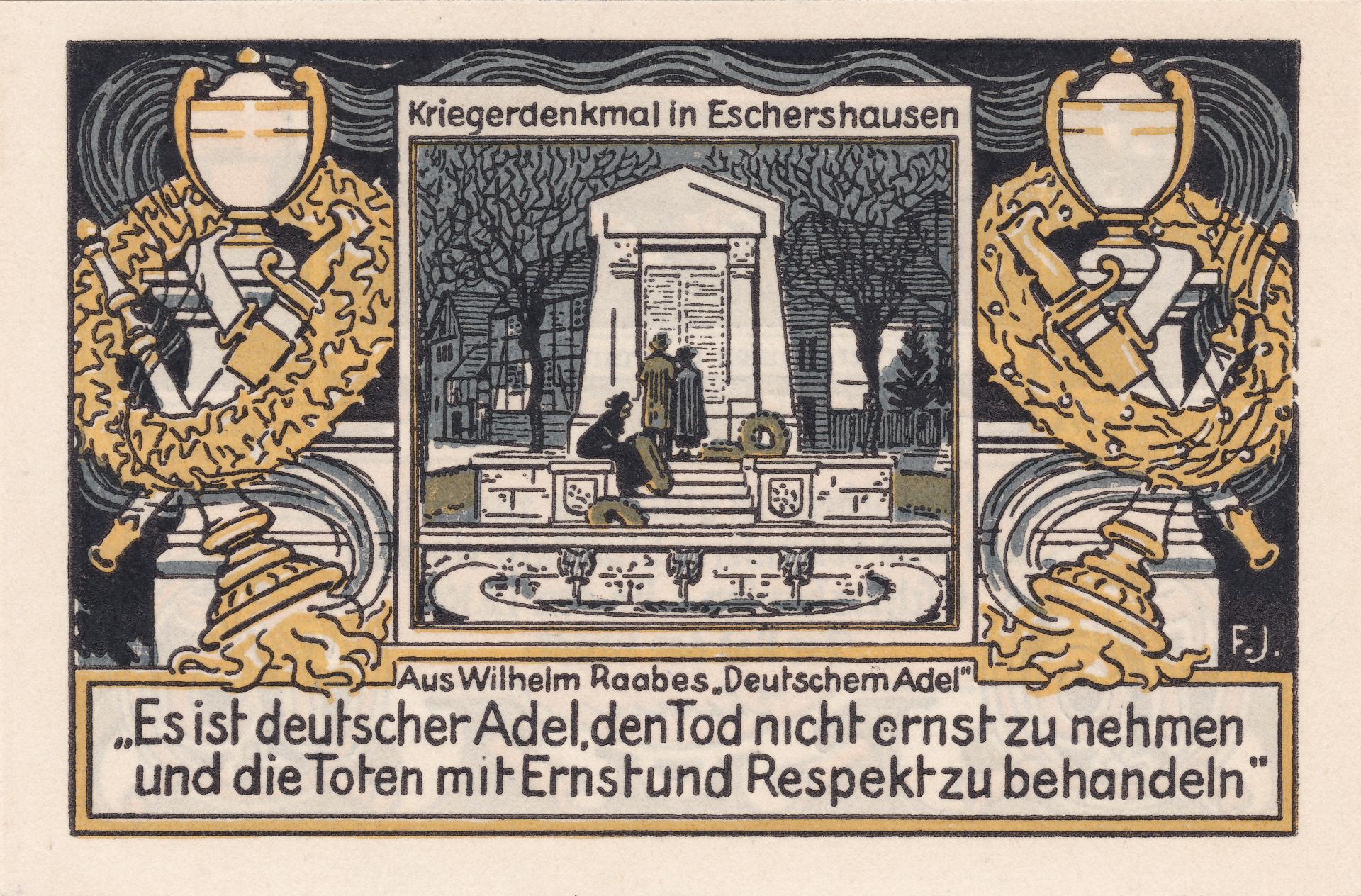 Notgeld der Stadt Eschershausen, Frontseite des 75-Pfennig-Scheins 1921